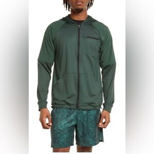 NWT Zella Utility Zip Front Hoodie Green Sycamore Size Large